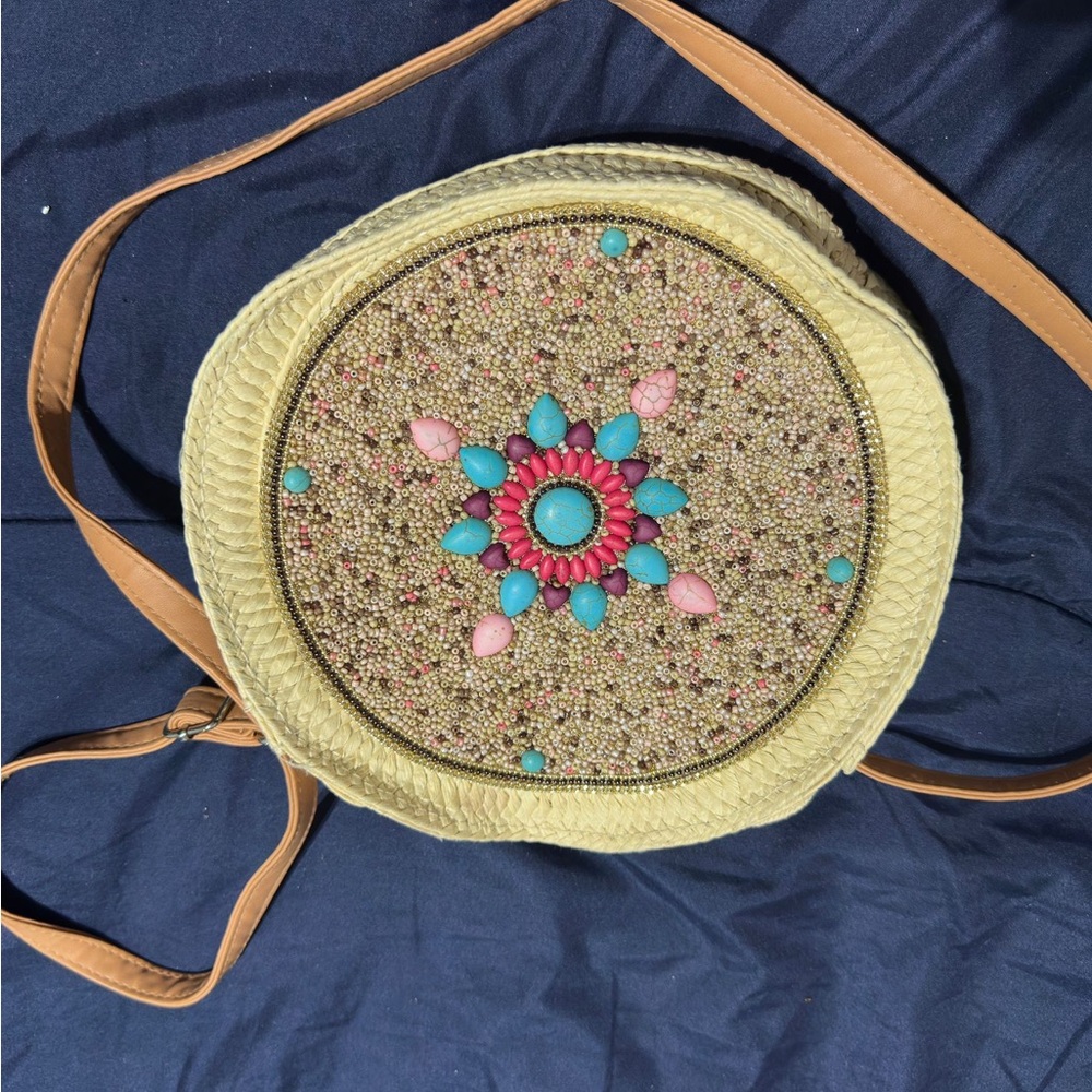 Chic Embellished Crossbody Bag - Yellow and Tan